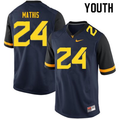 Youth West Virginia Mountaineers NCAA #24 Tony Mathis Navy Authentic Nike Stitched College Football Jersey BT15N61UX